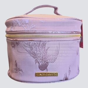 Vince Camuto Embossed Lilac Fabric Cosmetic Makeup Storage Case